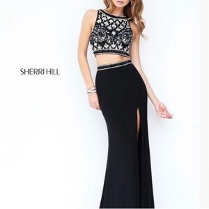 SHERRI HILL 2 PIECE GOWN BEADED SIZE 10 WORN ONCE